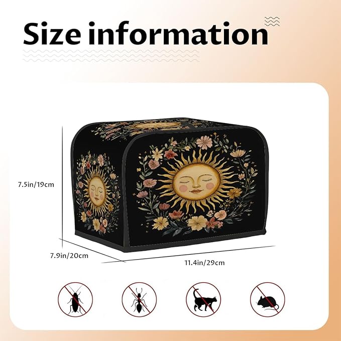 Sun Ethnic Gold 2 Slice Toaster Cover Dust And Fingerprint Bread Maker Cover Bakeware Protector Washable Appliance Covers Kitchen Accessories For Home Kitchen Women Gift