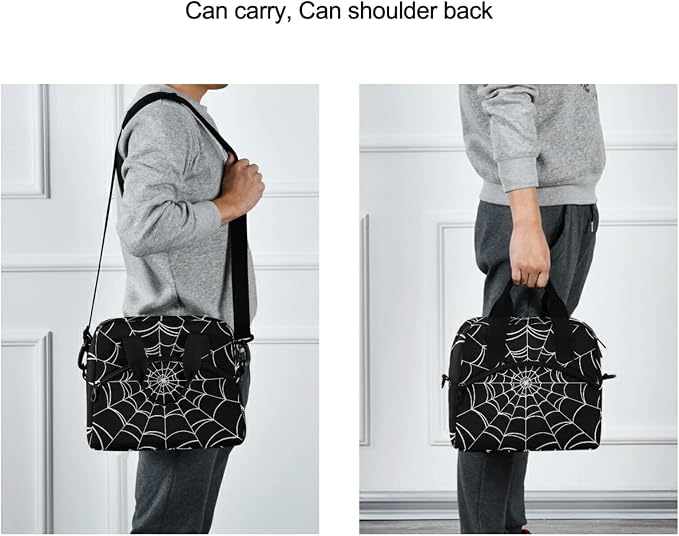 Goth Spider Web Insulated Lunch Bag Reusable Lunch Tote Bag Cooler Bag for Women Men Adult Lunch Box with Adjustable Shoulder Strap Leakproof Lunch Bag for Work School Picnic Camping