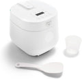 GreenLife Digital Rice Cooker, 2-Cups Uncooked/4-Cups Cooked, Removable Nonstick Ceramic PFAS-Free Pot, One-Touch Presets, Oats, Quinoa, Brown Rice, Auto Keep Warm, Fuzzy Logic Tech, 1.5QT, White