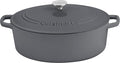 Cuisinart Chef's Classic Enameled Cast Iron Dutch Oven with Lid, Porcelain Enameled Interior, Oven Safe, Induction Compatible, 7-Quart, Oval, Dark Grey