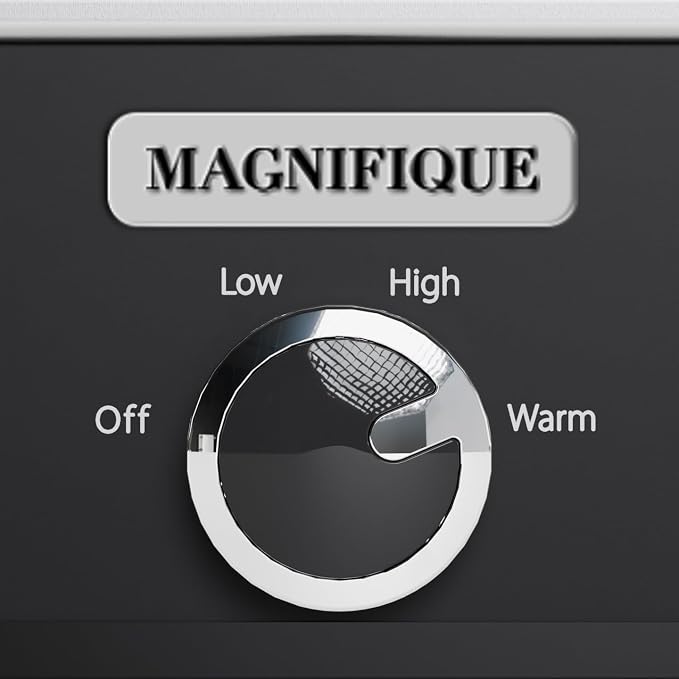 [NEW] MAGNIFIQUE 4-Quart Slow Cooker with Casserole Manual Warm Setting - Perfect Kitchen Small Appliance for Family Dinners, Dishwasher Safe Crock, Black
