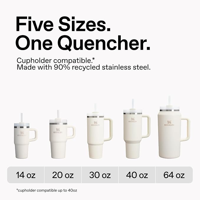 STANLEY Quencher H2.0 Tumbler with Handle and Straw 40 oz | Flowstate 3-Position Lid | Cup Holder Compatible for Travel | Insulated Stainless Steel Cup | BPA-Free | Dark Navy
