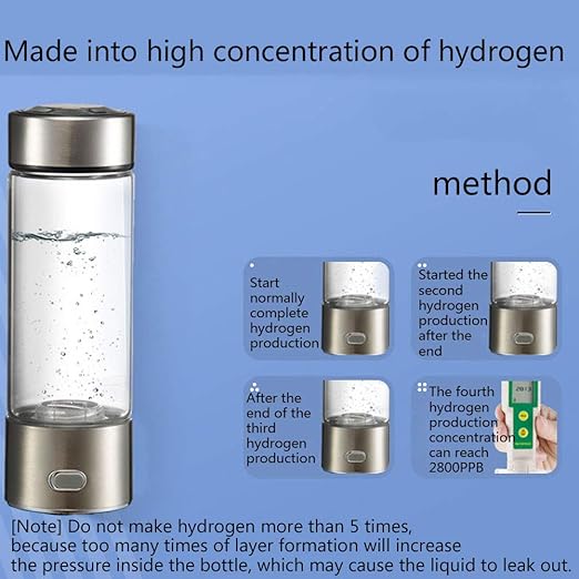 Hydrogen Water Bottle Generator Hydrogen Water Maker Portable SPE Technology Generate Hydrogen Rich Water Without Chlorine Ozone Residue Anti Aging Antioxidant Glass Bottle 350Ml