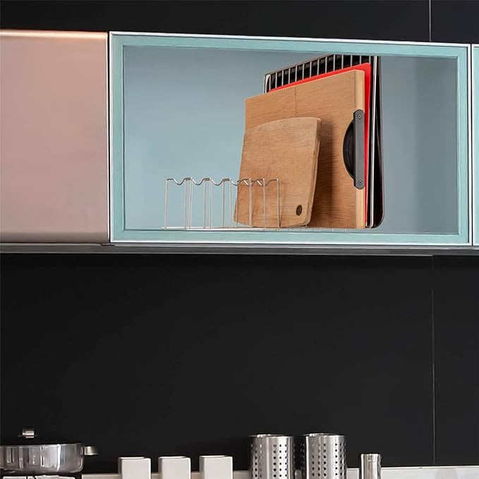 SANNO Pot Lid Organizer Pot Lid holder, Pots and Pans Organizer Drawer Plate Organizer Expandable Pull Out Drawer Organizer and Storage, Cabinet Pots Pans Organizer Sliding Shelf Under Sink Shelf,