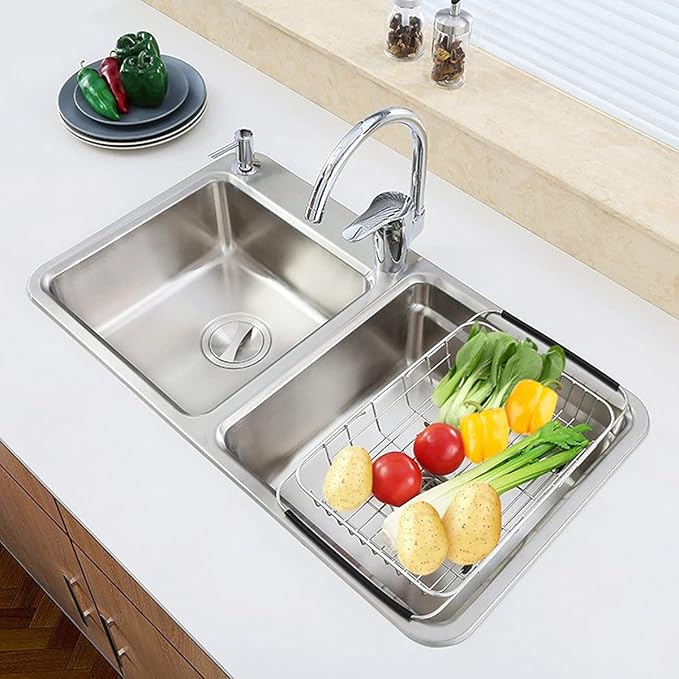 iPEGTOP Expandable Over Sink Dish Drying Rack & Cabinet Shelf Rack