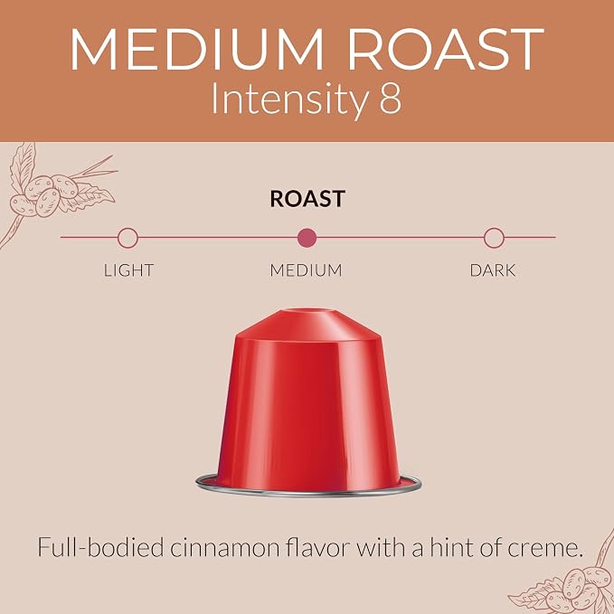 Camilla’s Heritage - Intensity 8 Cinnamon Flavored Espresso Coffee, Gourmet Espresso Cups, 60 Coffee Pods