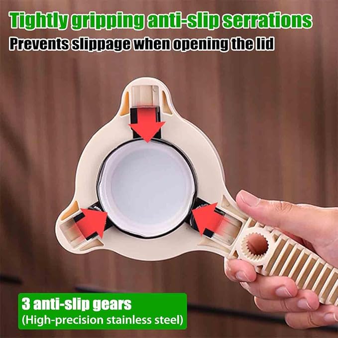 4 in 1 Multi-Purpose Jar Opener,Adjustable Three Claw Beer Bottle Opener,Handheld Can Lid Remover with Non Slip Teeth,for Seniors & Weak Hands,Fits Kitchen Jars,Bottles & Cans (1 pcs)