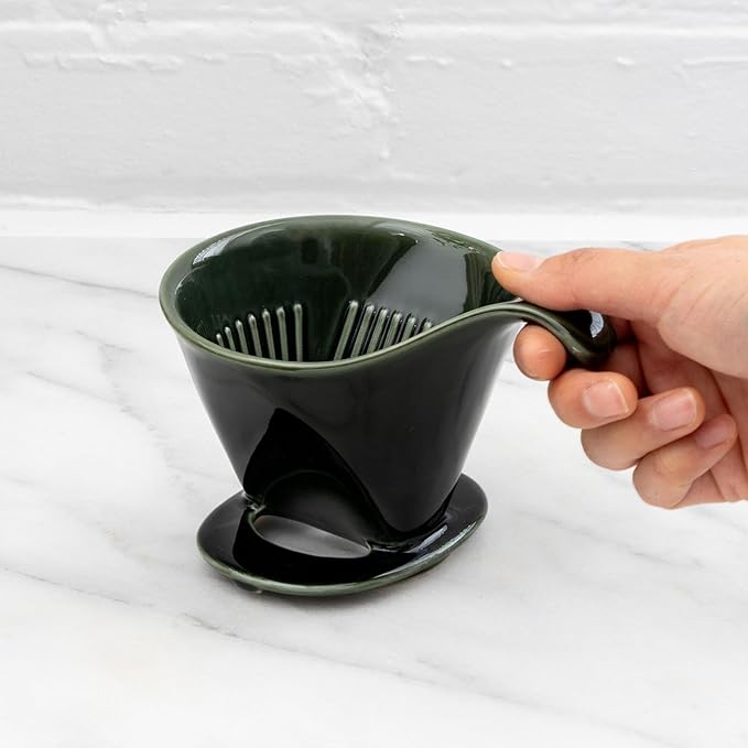 Zero Japan - Bee House Pour Over Coffee Dripper - Lead-Free & Cadmium-Free Ceramic Coffee Maker with Elegant Peek Hole, Drip Cone Brewer Coffee Gift, Brewing Accessories - Antique Green, Standard Size