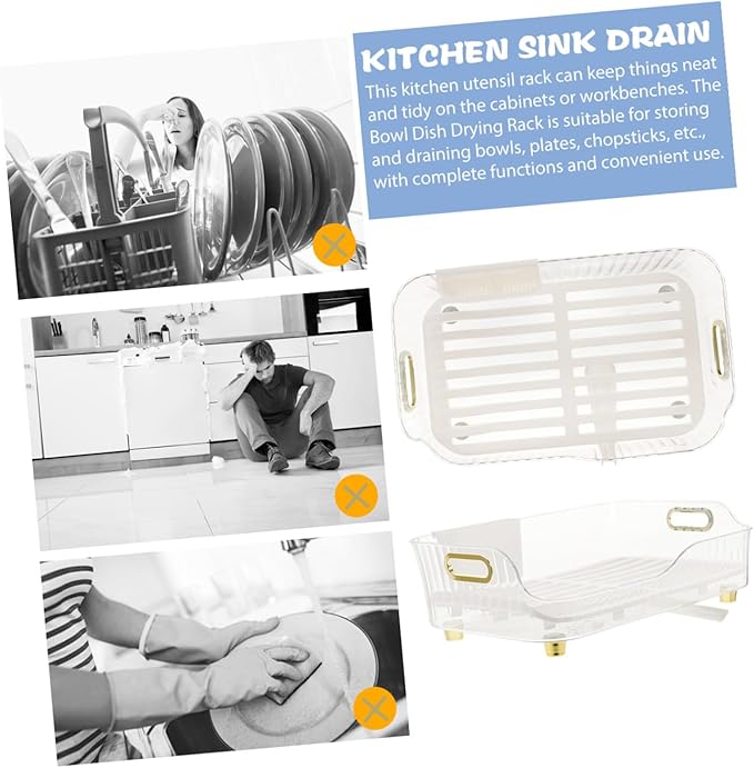 Homoyoyo Dish Drying Rack Over Sink Eco-Friendly Plastic Kitchen Dish Drainer with Vegetable and Flatware Holder for Countertop Organization