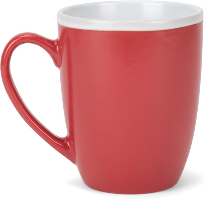 Elanze Designs Solid Color Red White Interior 16 ounce Matte Ceramic Mugs Matching Set of 4