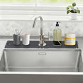 Stone Faucet Mat for Kitchen Sink with Raised Feet, Durable Diatomite Fast-Drying Stone Tray, Non-Slip Decorative Sink Protector for Kitchen Bathroom Counter, Easy Clean, Pure black, 30" x 4"