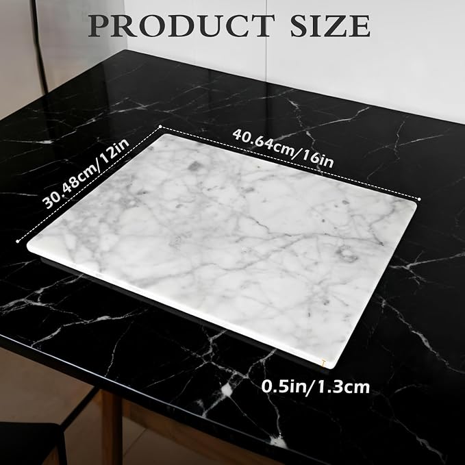 Italian Carrara White Marble Cutting Board for Kitchen 12×16 In – Stone Cutting Board, Pastry Board for Baking, Cheese & Charcuterie, Granite-Like Durable and Elegant Food Preparation