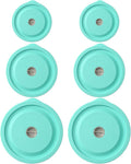 Replacement Lids for Pyrex 7200-PC 2 Cup and 7201-PC 4 Cup and 7402-PC 6/7 Cup, Silicone Round Storage Cover Lid for Anchor Hocking Glass Bowl 6 Pack Turquoise