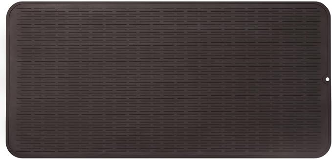 MicoYang Silicone Dish Drying Mat for Multiple Usage,Easy clean,Eco-friendly,Heat-resistant Silicone Mat for Kitchen Counter or Sink,Refrigerator or Drawer Liner Coffee 5XL 36inches x 18inches