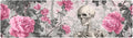2 in 1 Table Runner Trivet for Hot Pots and Pans Heat Resistant Non Slip Waterproof 39 x 12 Inch Decorative Table Protector for Kitchen Countertop Grey Skull and Pink Rose