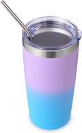 Volhoply 20oz Stainless Steel Tumbler with Lid and Straw,Double Wall Insulated Travel Iced Coffee Mug Fits Cup Holder,Powder Coated Cups for Hot and Cold Drinks,Gifts for Women Men（lavender,1 Set）