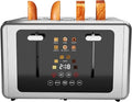 Whall 4-Slice Smart Toaster with Touchscreen & Extra-Wide Slots, Dual Independent Control, 6 Browning Levels & 6 Bread Types, Memory Function,Countdown Timer, Ideal Kitchen Gift