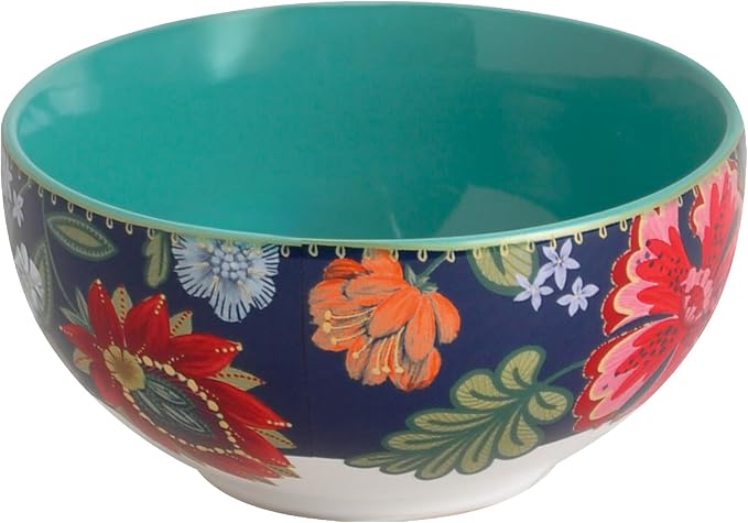 222 Fifth 12-Piece Porcelain Dinnerware Set for 4, White & Parisian Blue Plates and Bowls Set with Gold Rim, Glossy Ceramic Dish Set with Detailed Floral Design, Microwave & Dishwasher Safe, Chintz
