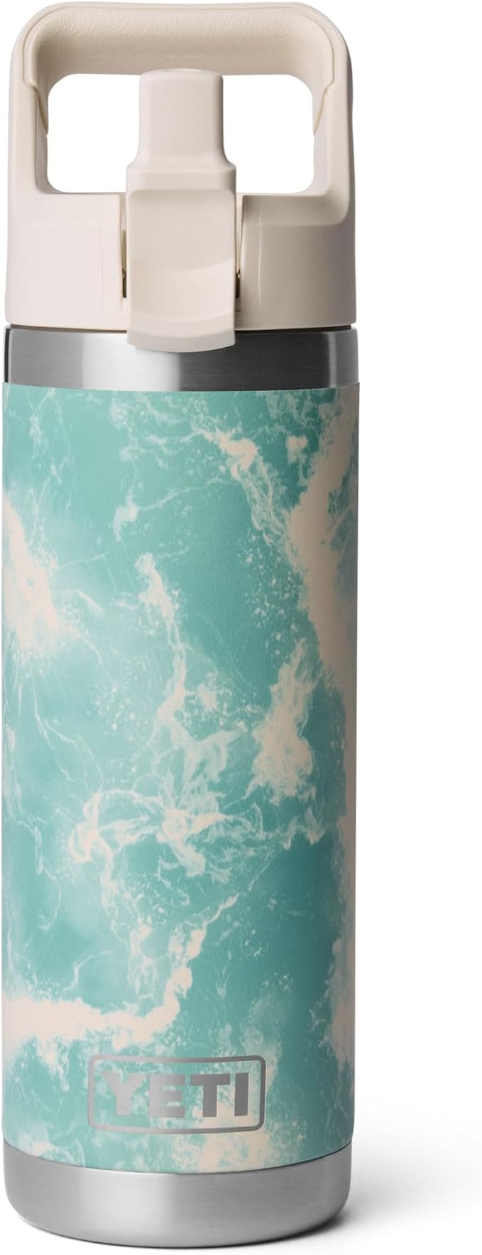 YETI Rambler 18 oz Bottle, Vacuum Insulated, Stainless Steel with Color Matching Straw Cap, Sea View