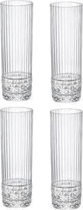 Bormioli Rocco America '20s 13.5 oz. Long Drink Drinking Glasses, Clear, Set of 4