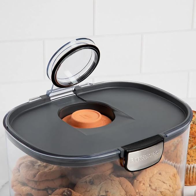 Progressive ProKeeper International Airtight Food Storage Container with Terracotta Disk for Freshness, Stackable & Dishwasher Safe, Ideal for Cookies, Baked Goods, & More, 5 Quart, 3-Piece