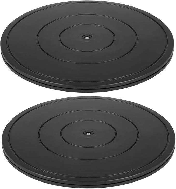 2 Pcs Lazy Susans, 16" Turntable Rotating Swivel Stands with Steel Ball Bearings, Heavy Duty Plastic Swivel Bases, Double-Sided Rotating Flat Stands for Arts, Monitor, Crafts, TV
