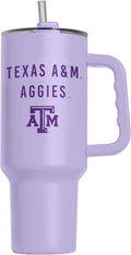 Logo Brands NCAA Texas A&M Aggies Lavender 40 oz Tumbler with Handle - Stylish Everyday Use Powder Coated-Stainless Steel with Straw- Keeps Cold For Hours