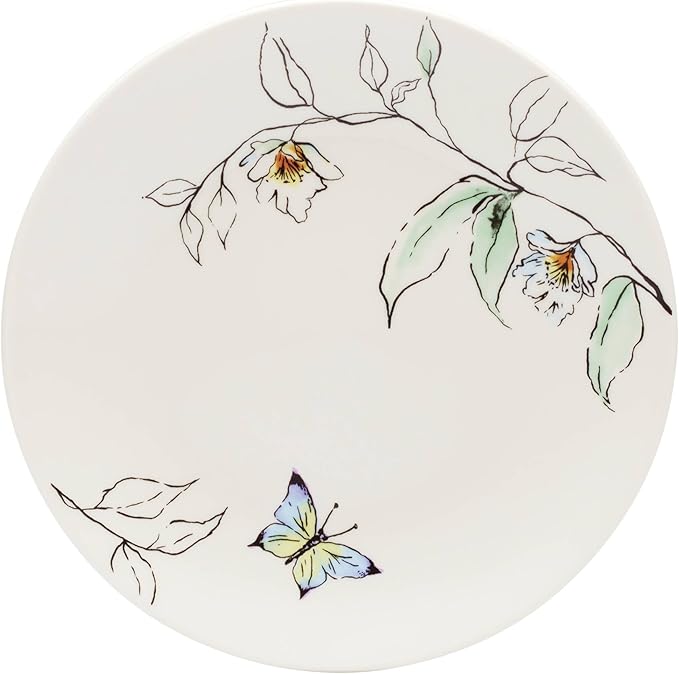 Oneida Dinnerware Set, Botanica 12-Piece Dinnerware Set, Service For 4, Porcelain Material, Dishwasher And Microwave Safe, Bowls, Plates And Bowls, Dinner Dishes, Plates, Home (Green, 12 Piece)