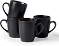 famiware Venus Coffee Mugs for 4, 13 oz Mug Set, Dringking Cup with Handle for Coffee, Tea, Cocoa, Milk, Matte Black