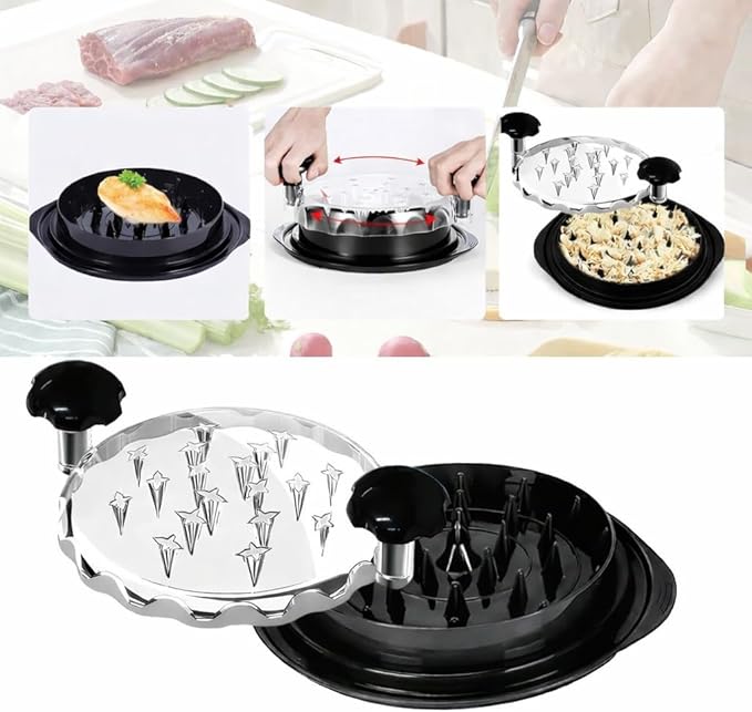 Premium Manual Food Shredder, Chicken Crusher Tool, Large Standard Size, PowerPull Chicken Grinder, Pork & Beef, KitchenPro Chicken Shredder Tool (Black)