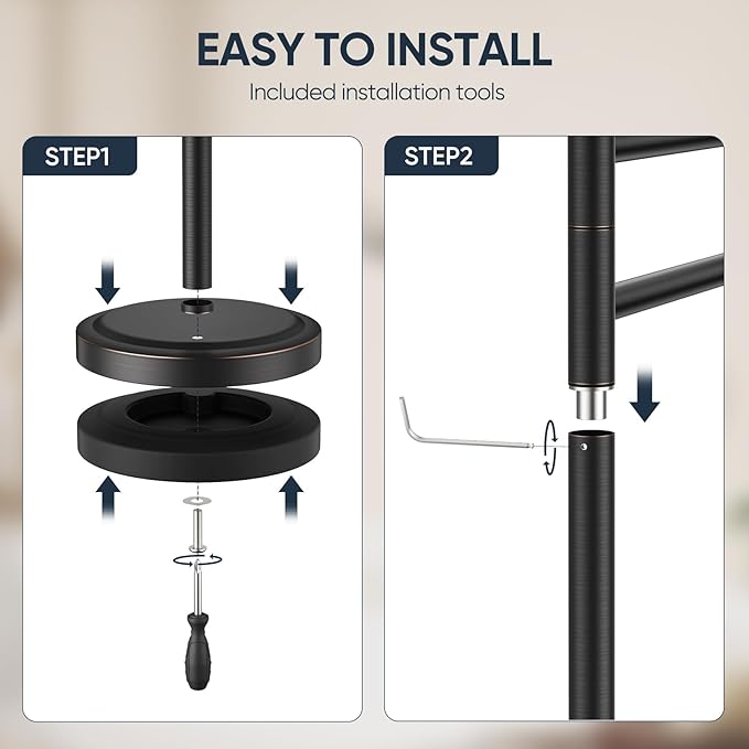 16 Inch Oil Rubbed Bronze Stand Towel Bar Free Standing Hand Towel Holder for Bathroom, 2 Swivel Arms Towel Rack Towel Ring Hardware Accessories for Kitchen Vanity Countertop Stainless Steel