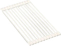 Silicone Non-Slip Dish Drying Rack, Drain Board Over the Kitchen Sink, Roll-Up Dish Rack Drainer, Rust-Resistant Drain Board(White,12 rods)