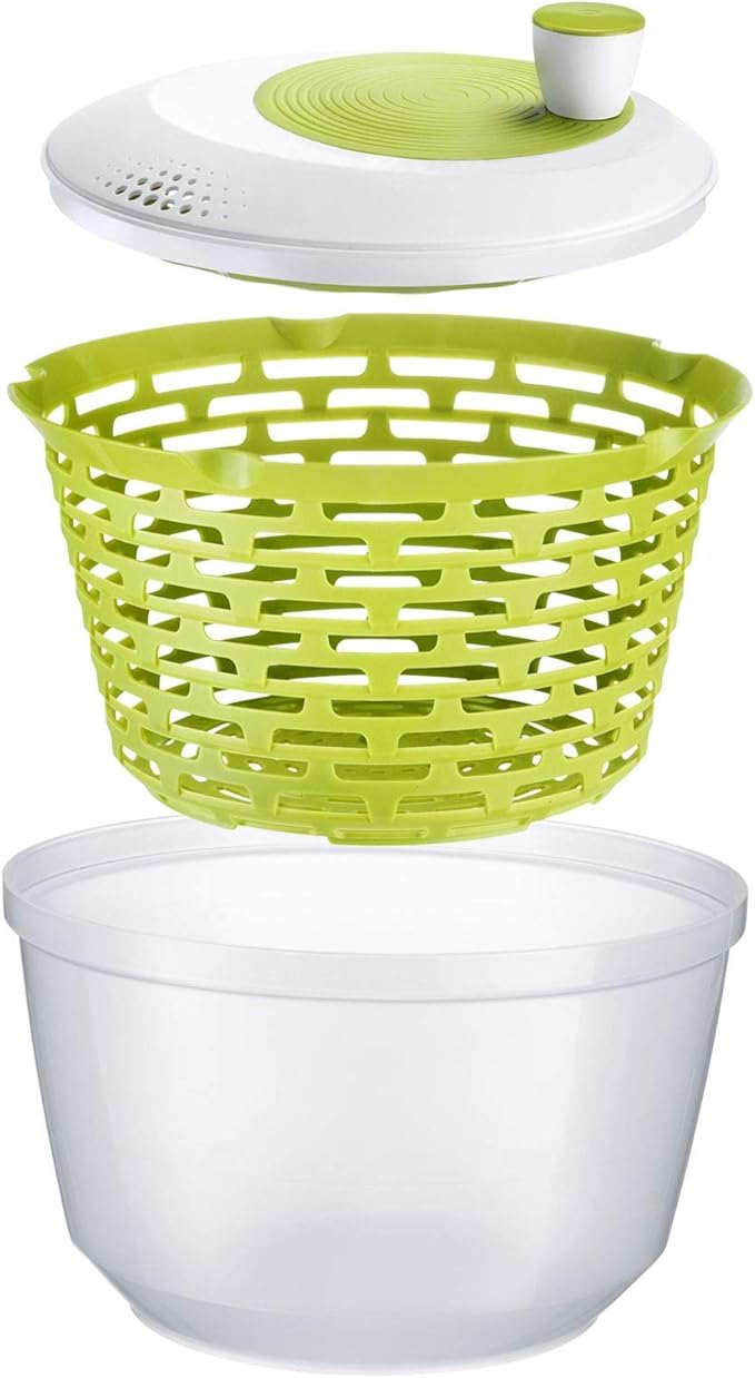 Westmark Salad Spinner, Capacity: 4.4 litres, ø 23.5 cm, Plastic, BPA-Free, Spinderella, Colour: Transparent/White/Green, 243022E1