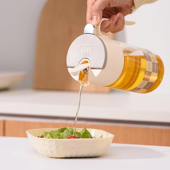 20oz/600ml Glass Olive Oil Sprayer for Cooking – 2 in 1 Olive Oil Dispenser Bottle for Kitchen Gadgets and Air Fryer Accessories, Salad, BBQ (Grey 2Pcs)