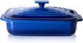 Lareina Large Ceramic Casserole Dish with Lid, 4.0 Quart Covered Rectangular Stoneware Baking Dishes for Oven, Deep 9x13 Inch Lasagna Pans for Baking and Serving, Perfect for Christmas, Blue
