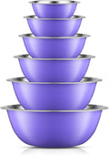 JoyJolt Stainless Steel Mixing Bowl Set of 6-5qt to 0.5qt Nesting Bowls for Dough, Batter & Baking