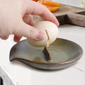 Egg Cracker Spoon Holder, Spoon Rest for Kitchen, Ceramic Spoon Holder for Stove Top, Cooking Spoon Holder,Heat Resistant Utensil Rest for Countertop, Dishwasher Safe, Blue (Green)