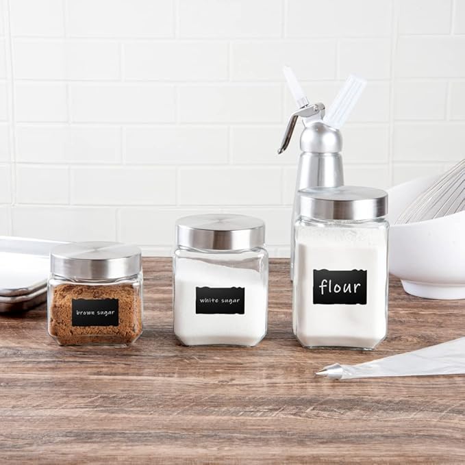 Restaurantware-Vetri Glass Storage Jar Set, 3-Piece Dishwashable Glass Cookie Jars - Airtight Seal, Hot & Cold Friendly, Clear Candy Jars, For Kitchen, Laundry, Or Storage