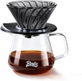 Bincoo Premium Pour Over Coffee Set, 500ML High Borosilicate Glass Coffee Maker, Even Extraction Dripper Holder, 3 Elegant Colors (Smoked Gray)