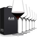 OJA Red Wine Glasses Set of 6, Premium Crystal Wine Glasses Hand Blown, 17 oz, Long Stem, Thin Rim, Perfect for Daily Use, Unique Wedding Anniversary or Birthday Gift