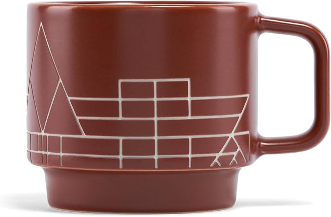 Tea Forte Porcelain Tea Cup and Lid, Steeps 8 oz., Microwave & Dishwasher Safe, Terra - Frank Lloyd Wright
