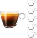 Glass Coffee Mugs with Handle - 6 oz Clear Small Glass Tea Cups for Tea, Espresso Coffee, Hot Chocolate, Dishwasher Safe