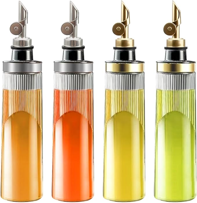 TINMIX Glass Olive Oil Dispenser Bottle for Kitchen 22OZ/650ML Oil and Vinegar Dispenser with Stainless Steel Pour Spout and Labels