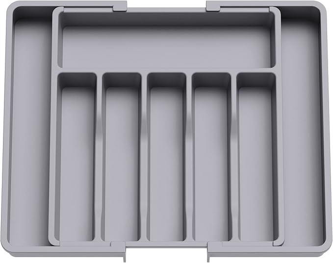 Lifewit Silverware Drawer Organizer, Expandable Utensil Tray for Kitchen, BPA Free Flatware and Cutlery Holder, Adjustable Plastic Storage for Spoons Forks Knives