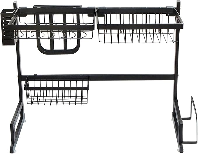 HTTMT- Over Sink Dish Drying Rack 2-Tier Stainless Steel Cutlery Drainer Kitchen Shelf [P/N:ET-DISHRACK001]