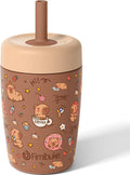 Fimibuke Kids & Toddler Cups Spill Proof, 12 OZ Capybara Insulated Sippy Cups for Toddlers Boys Girls, Toddler Straw Tumbler, Stainless Steel Kids Water Bottle with Twist Lids & Silicone Straw, 1 Pack