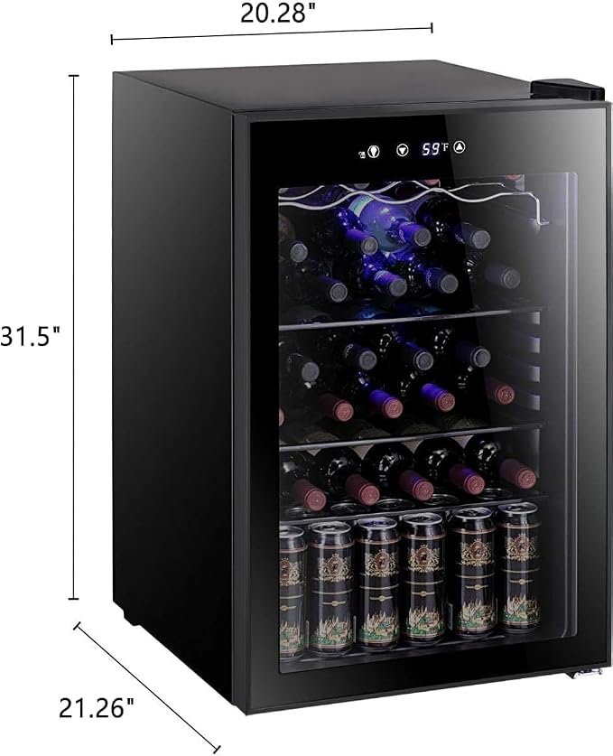 Antarctic Star 36 Bottle Wine Cooler/Cabinet BeverageRefrigerator Small Mini Wine Cellar Beer Soda Bar Fridge Quiet Operation Compressor Adjust Temperature Freestanding Black, 4.5 Cu. ft