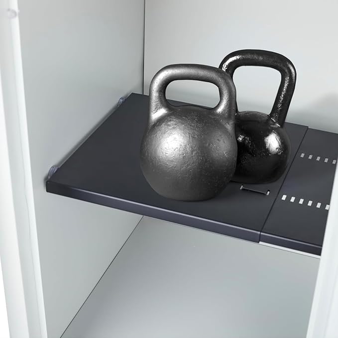 Home in Bold Metal Adjustable Locker Shelf | Heavy Duty Powder-Coated Steel Locker Organizer for School & Gym (Matte Black)