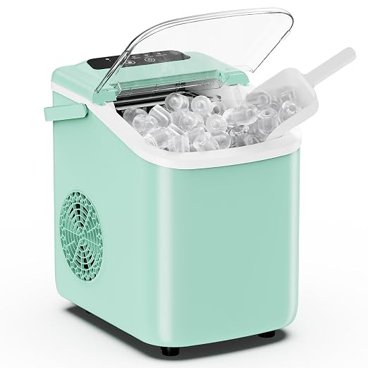 OLIXIS Countertop Ice Maker with Self-Cleaning, Portable Ice Maker Machine with Ice Scoop, 26Lbs/24H, 9 Cubes in 6 Mins, 2 Sizes of Bullet Ice for Home, Kitchen, Office