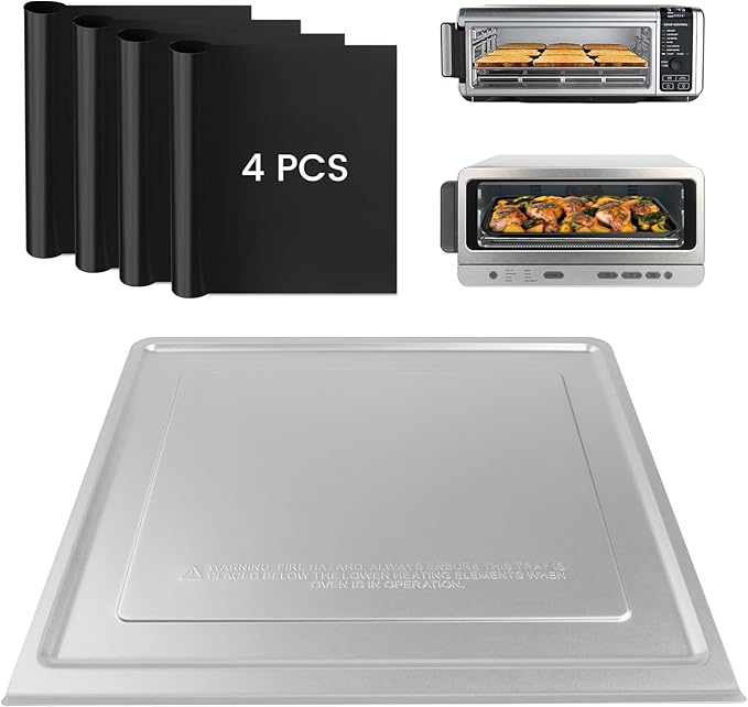 Crumb Tray for Ninja Foodi SP101 SP151 Air Fryer, Replacement Tray with 4 Pack Oven Liners Reusable Replacement Crumb Tray Sturdy and Durable Accessories for Ninja Air Fryer Ovens